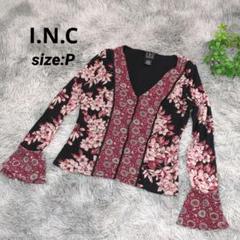 I.N.C. 花柄 フレアスリーブ 長袖トップス Pサイズ 低身長さん