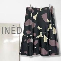 k3497k【イネド】フレアスカート/美品 日本製 上質 エレガント 総柄 希少