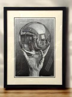 新品【蔵出し】大型 エッシャー 写像球体を持つ手　複製画　レプリカ 新品【蔵出し】大型 エッシャー 写像球体を持つ手 複製画