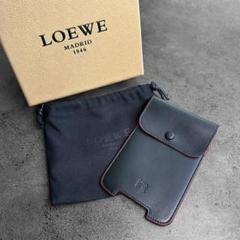 希少✨LOEWE アナグラム ナッパレザー スマホケース カードケース　黒　赤