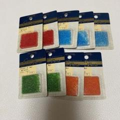 【新品未使用】グラスビーズ　丸小　赤　水　橙　黄緑　まとめ　クラフトパーツ　手芸