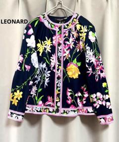 LEONARD 総柄カーディガン エレガント フラワー ゆったり 花柄金ボタン LEONARD 総柄カーディガン エレガント フラワー ゆったり 花柄金