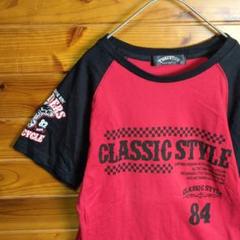 ラグランTシャツ　ラグラン袖　赤　黒　バイカラー　イーグル　鷹　古着　男女兼用