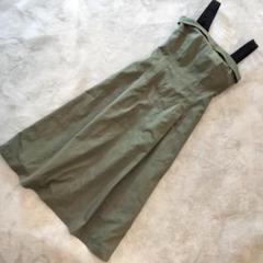 LILY BROWN 配色Aラインワンピース カーキ M サロペットスカート
