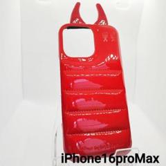 【大人気】iPhoneケース16promax ダウンジャケット レッド デビル風