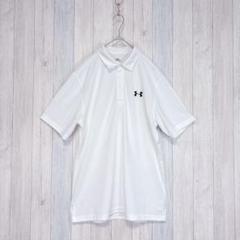 【UNDERARMOUR】半袖 ポロシャツ ゴルフウェア プリントロゴ 白