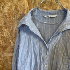 AE8058 ZARA ザラ 長袖シャツ ライトブルー レディース 28 ポス