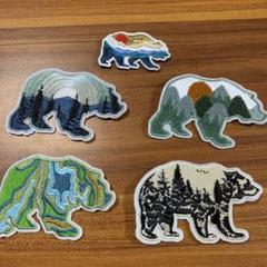 アウトドア　釣り　キャンプ　風景　刺繍　クマ　ワッペン　5個