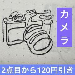 消しゴムはんこ　一筆書きカメラ　スタンプ　ハンドメイド　一眼レフ