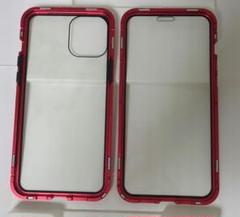 iPhone12 Pro Maxケース全面カバー前面と背面 強化ガラス レッド