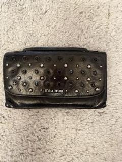 質店鑑定済み $ 美品 $ miumiu ミュウミュウ スタッズ付き 本革