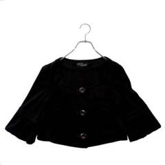 美品 セシルマクビー (M) 七分袖　短丈　ジャケット　ストレッチ　ブラック