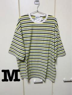 新品　EMMA CLOTHES サマーニットTシャツ　ボーダー　イエロー　M