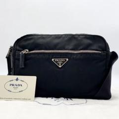 PRADA プラダ ショルダーバッグ フロントジップ ミニ 三角ロゴ ブラック