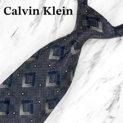 Calvin Klein カルバンクライン ネクタイ 総柄 シルク ネイビー系