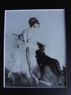 ルイ・イカール、黒い犬、希少限定画集画、新品高級額装付、状態良好 ルイ・イカール、黒い犬、希少限定画集画、新品高級額装付、状態