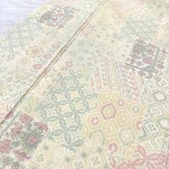 上品 紬 露芝模様 単衣仕立て 着物 正絹 バチ衿 RK-4176 上品 紬 露芝模様 単衣仕立て 着物 正絹 バチ衿 RK-4176（正絹単