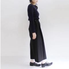 ランフランセダンタン  ウールワイドパンツ ブラック　キュロット ランフランセダンタン ウールワイドパンツ ブラック キュロット