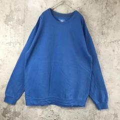 Y4124古着　トレーナー　スウェット　青　無地　90s Y2K