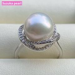 半額 50％OFFの通販 本真珠 11.4mmホワイトクリームL967 淡水エジソンパールリング アクセサリー