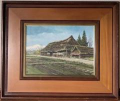 守家勤「雪夜の周山 京都府北桑田郡京北町周山」油彩 SM 額装 油絵 油画 絵画 守家勤「雪夜の周山 京都府北桑田郡京北町周山」油彩 SM 額装