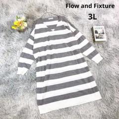 【フォローアンドフィックスチャー】ニットワンピース (3L) Vネック ボーダー