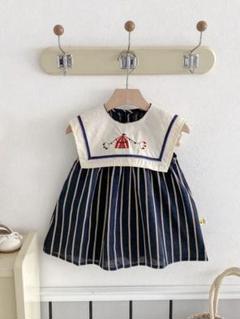 【新品未使用】韓国ベビー服 90㎝ セーラー ワンピース