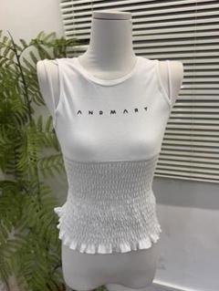 Ami shirring logo topsコンビニ、ATM支払い❌ ANDMART Ami shirring logo tops - メルカリ