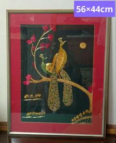 YC681）真作　西村昭二郎　孔雀鳩　日本画　額装（D YC681）真作西村昭二郎孔雀鳩日本画額装（D