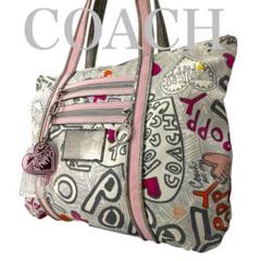 【良品】COACH コーチ POPPY ポピー トートバッグ 総柄 71