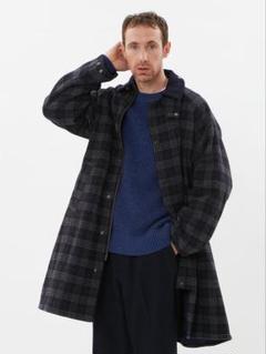 【Barbour】ウールコート　ミドルレングス　ネイビーチェック　エクスモア