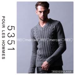 大割引 5351 POUR LES HOMMES ラムウールニット長袖グレー トップス