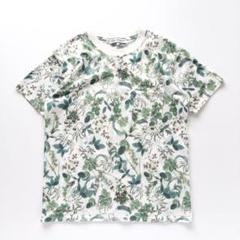 ビーミング by ビームス ボタニカル 総柄 Tシャツ グリーン ホワイト【Ｌ】