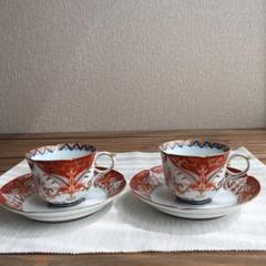 有田焼 其泉 赤濃金彩唐草 オーバル深皿 5客セット 84-3/美術有田焼/其泉造/鹿鳴館/共箱/赤濃金彩唐草デザート皿揃5客