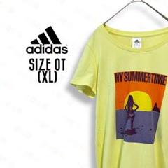 アディダス Tシャツ XL 前プリント 黄色 ユニセックス 古着c75