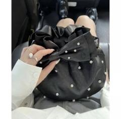 é ribbon 2way bijou satin gather bag（3color） |