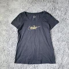 NIKEナイキ　半袖カットソー　Tシャツ 金色ロゴ　黒　M スポーツウェア
