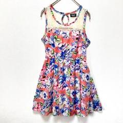 シェイクシェイク ミニワンピース ノースリーブ レース 花柄 カラフル 夏