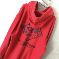 AVIREX ビッグロゴ スウェット パーカー AIR FORCE レッド L