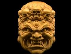 『不動明王仏教美術 柘植製高級木彫り東洋風水木彫仏像木造不動明王像総高5.5cm