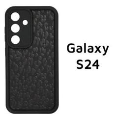 Galaxy S24 黒 ヒョウ柄 カバー