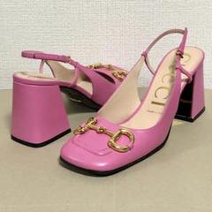 グッチ GUCCI ホースビット ピンク パンプス ミュール サンダル