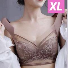 ノンワイヤー レース エアリー メッシュ ブラジャー 夏の陣 XL ベールピンク