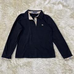 BURBERRY 襟付きカットソー ブラック 2 前ボタン 上品 BURBERRY 襟付きカットソー ブラック 2 前ボタン 上品