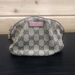 GUCCI グッチ ポーチ バンブー GG柄 ブラウンxピンク 246175 GUCCI グッチ ポーチ バンブー GG柄 ブラウンxピンク 246175
