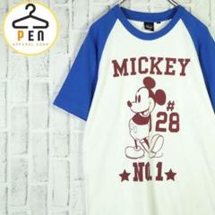 【レトロ古着】ラグランスリーブ リンガーネック オールドミッキー Tシャツ M