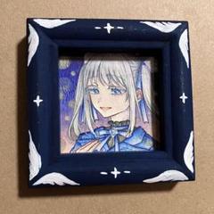 【額付き】手描きイラスト オリジナル 原画 創作 天使 青 夜 女の子