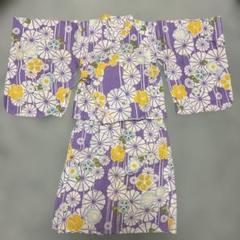 紫色花柄ワンピース浴衣 130㎝