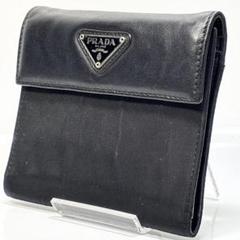 美品✨　プラダ　PRADA　二つ折り　三角ロゴ　レザー　ナイロン　トライアングル