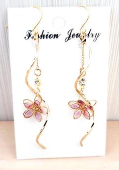 408# ピアス ハンドメイド フラワー レジン 桜 夏ピアス
